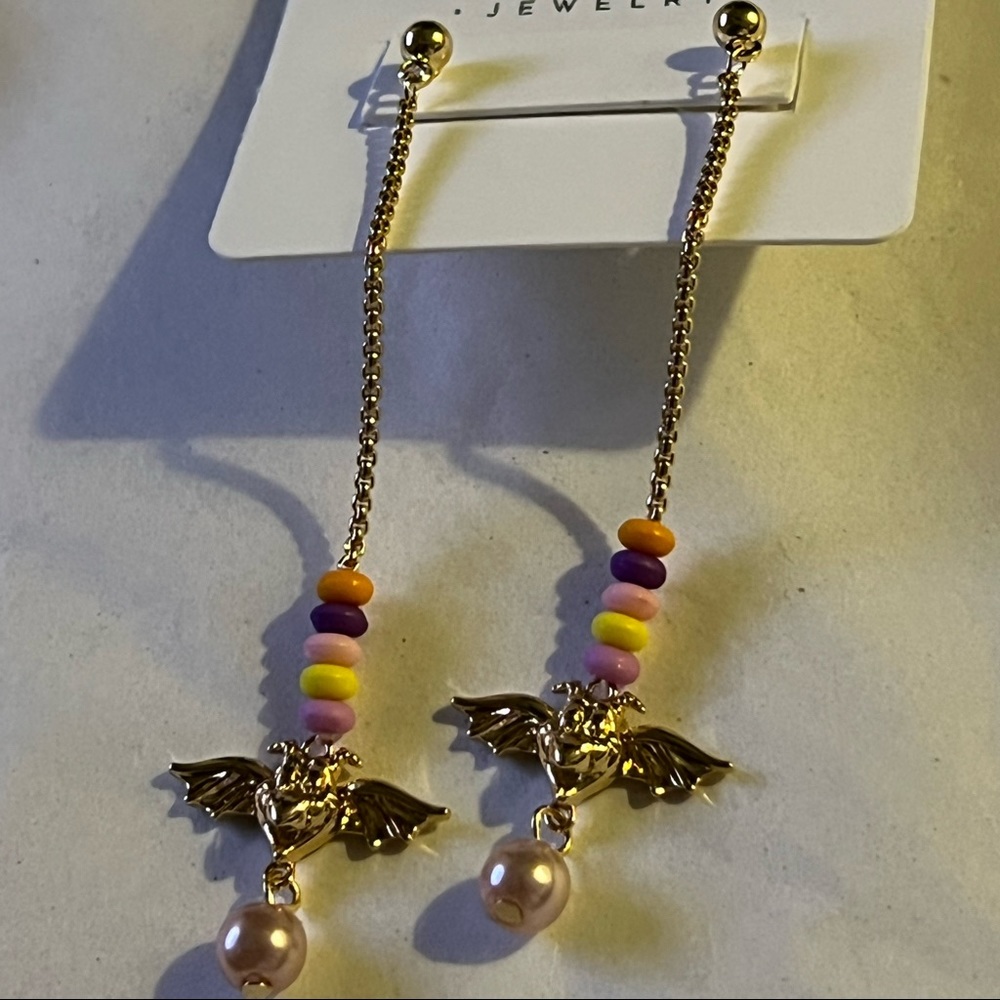 (2pcs) Disney Epcot Figment Necklace and Dangling Earrings Set